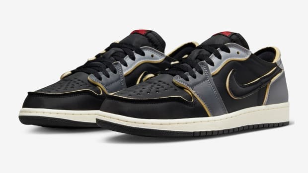Black Jordan 1 Low shoes.